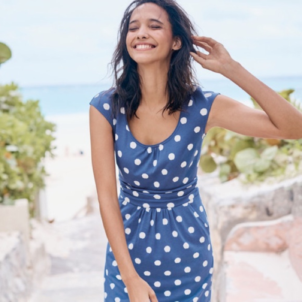 Boden Margot Jersey Dress in Santorini Pom Pom